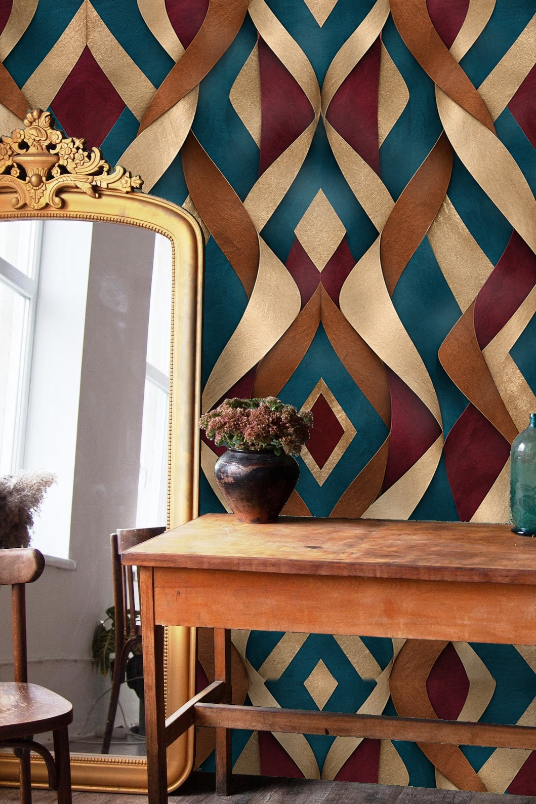 Tidefold Harlequin wallpaper shown in an interior setting