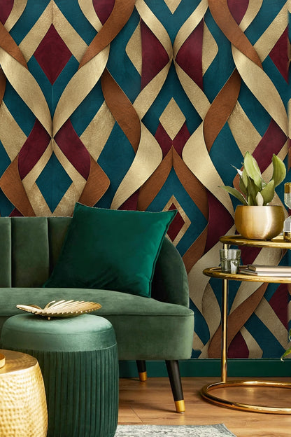 Tidefold Harlequin wallpaper shown in an interior setting