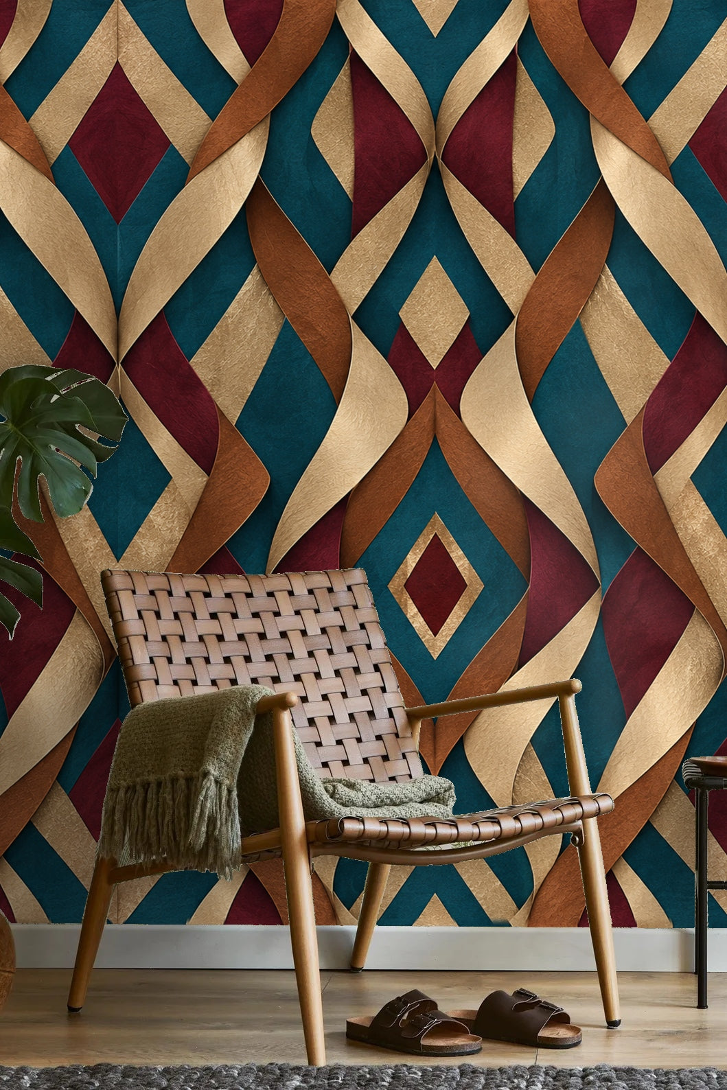 Tidefold Harlequin wallpaper shown in an interior setting