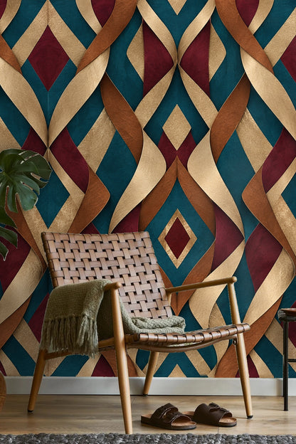 Tidefold Harlequin wallpaper shown in an interior setting