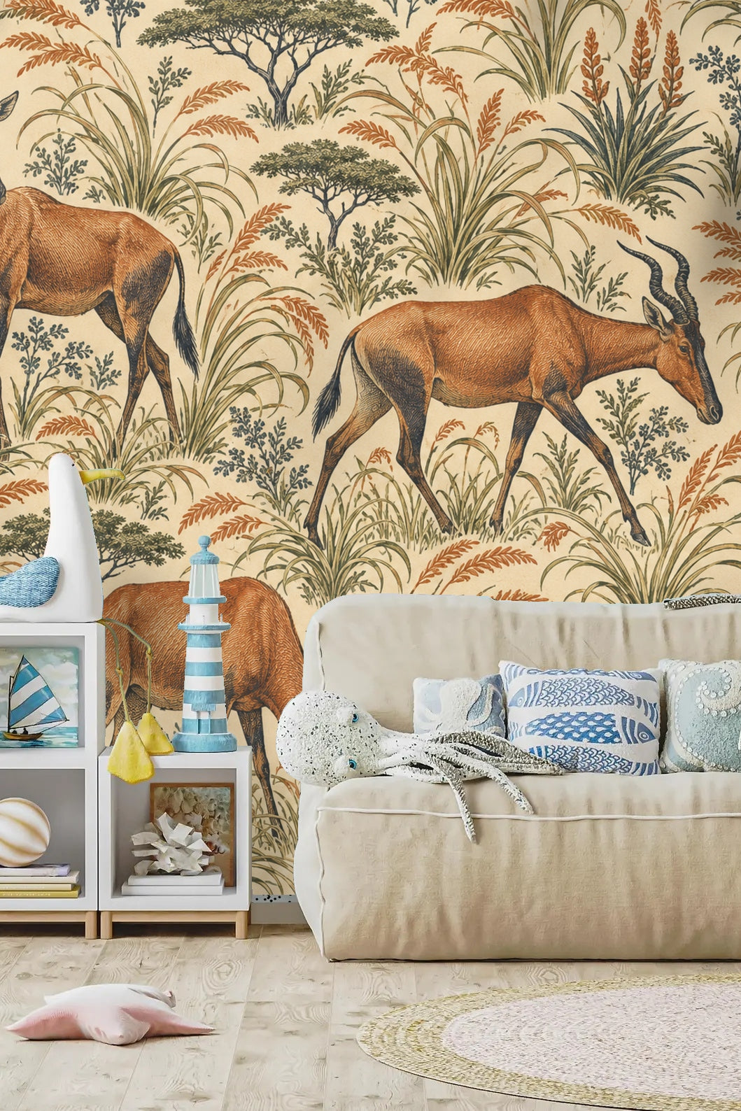 Wallpaper seam detail highlighting design repeat spacing and motif alignment