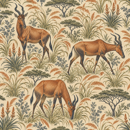 Neutral background with warm rust and foliage adding depth to wallpaper pattern