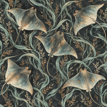 Inviting marine-themed wallpaper creating a calm and artistic ambiance