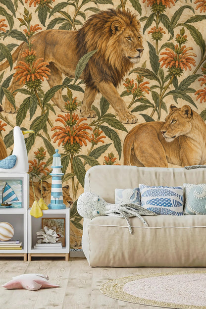 Pressed floral leaf and blossom close-up from the wallpaper pattern