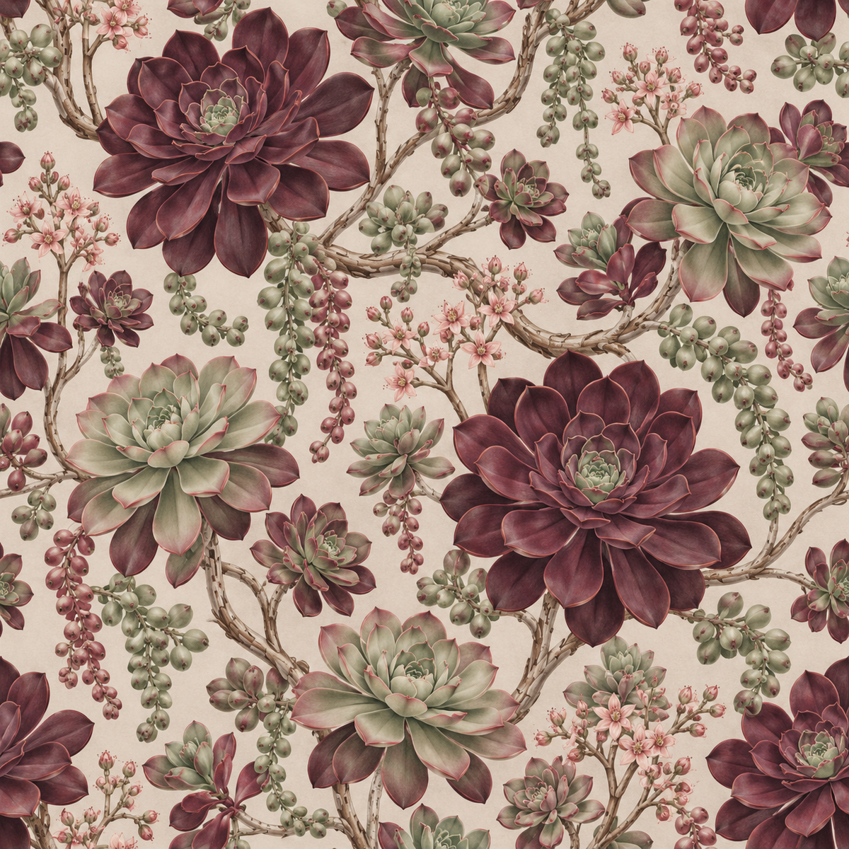 Wide view of wallpaper pattern layout highlighting balanced composition of floral elements