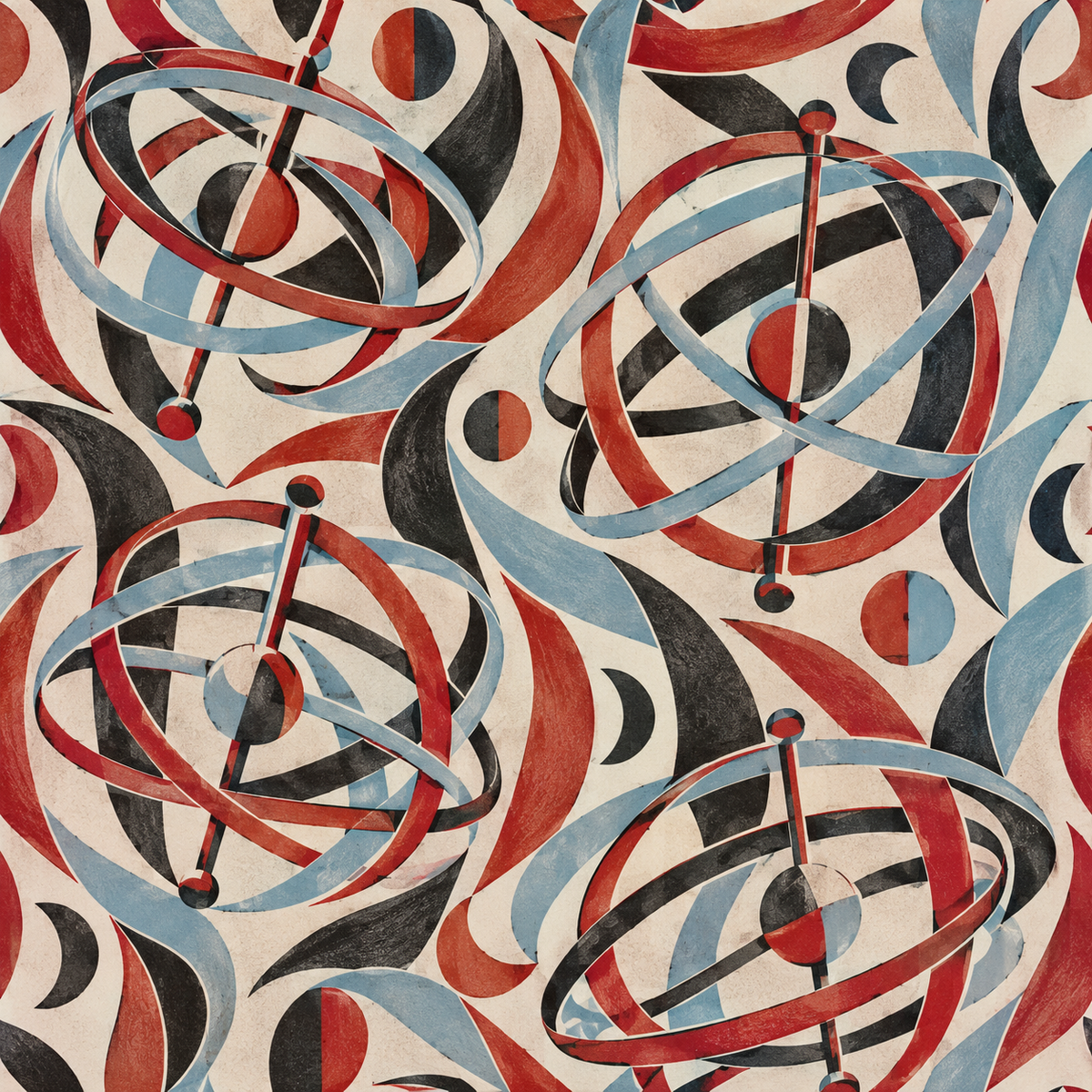 Madder Gyroscope Garden wallpaper shown in an interior setting