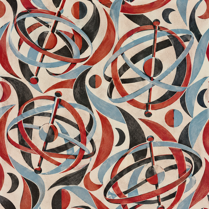 Madder Gyroscope Garden wallpaper shown in an interior setting