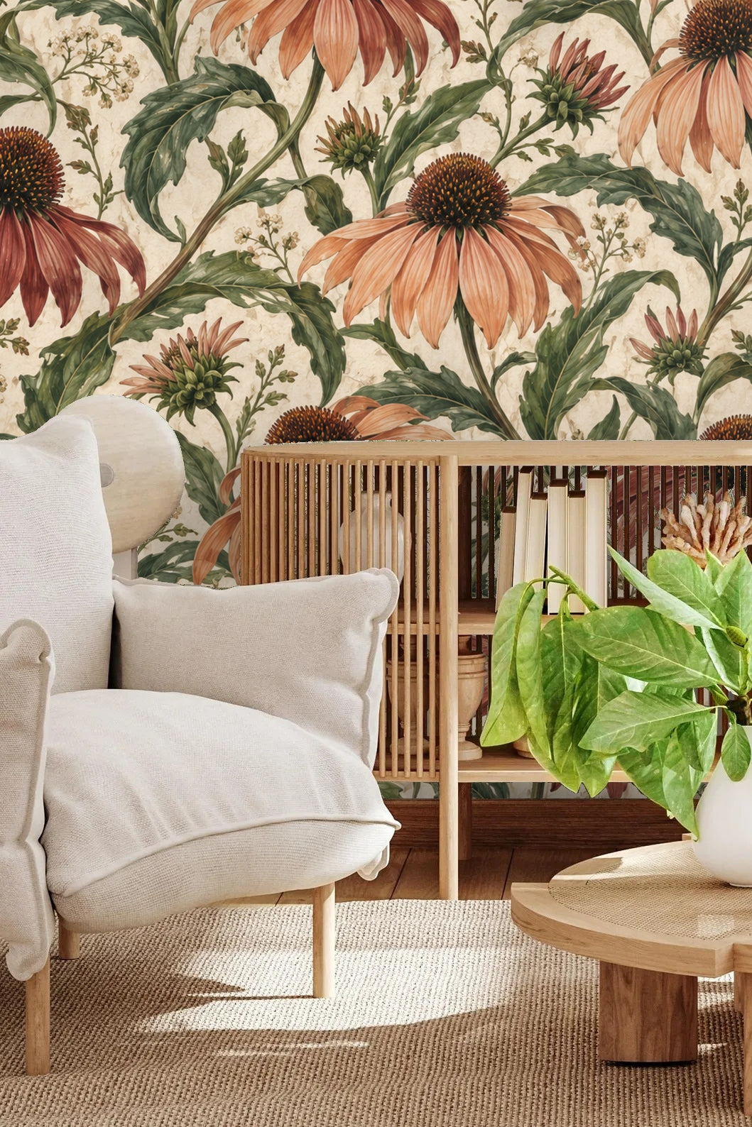 Rust and peach coneflower petals with detailed shadowing and veining.