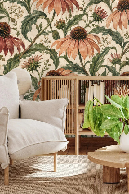 Rust and peach coneflower petals with detailed shadowing and veining.