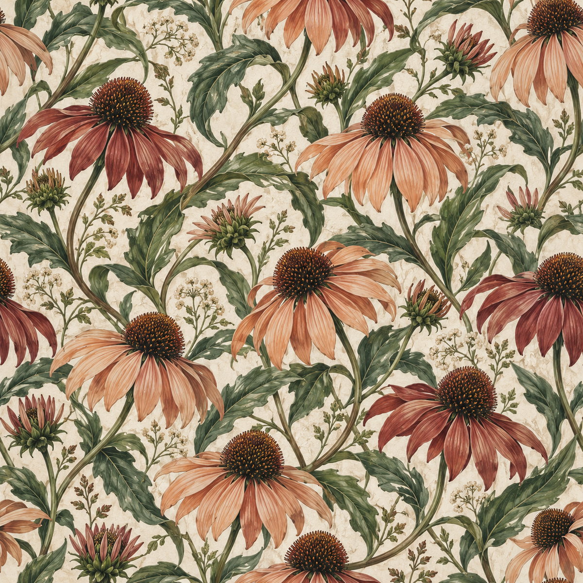 Warm botanical wallpaper with overlapping large petals and gentle color gradients.