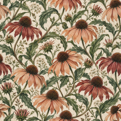 Warm botanical wallpaper with overlapping large petals and gentle color gradients.