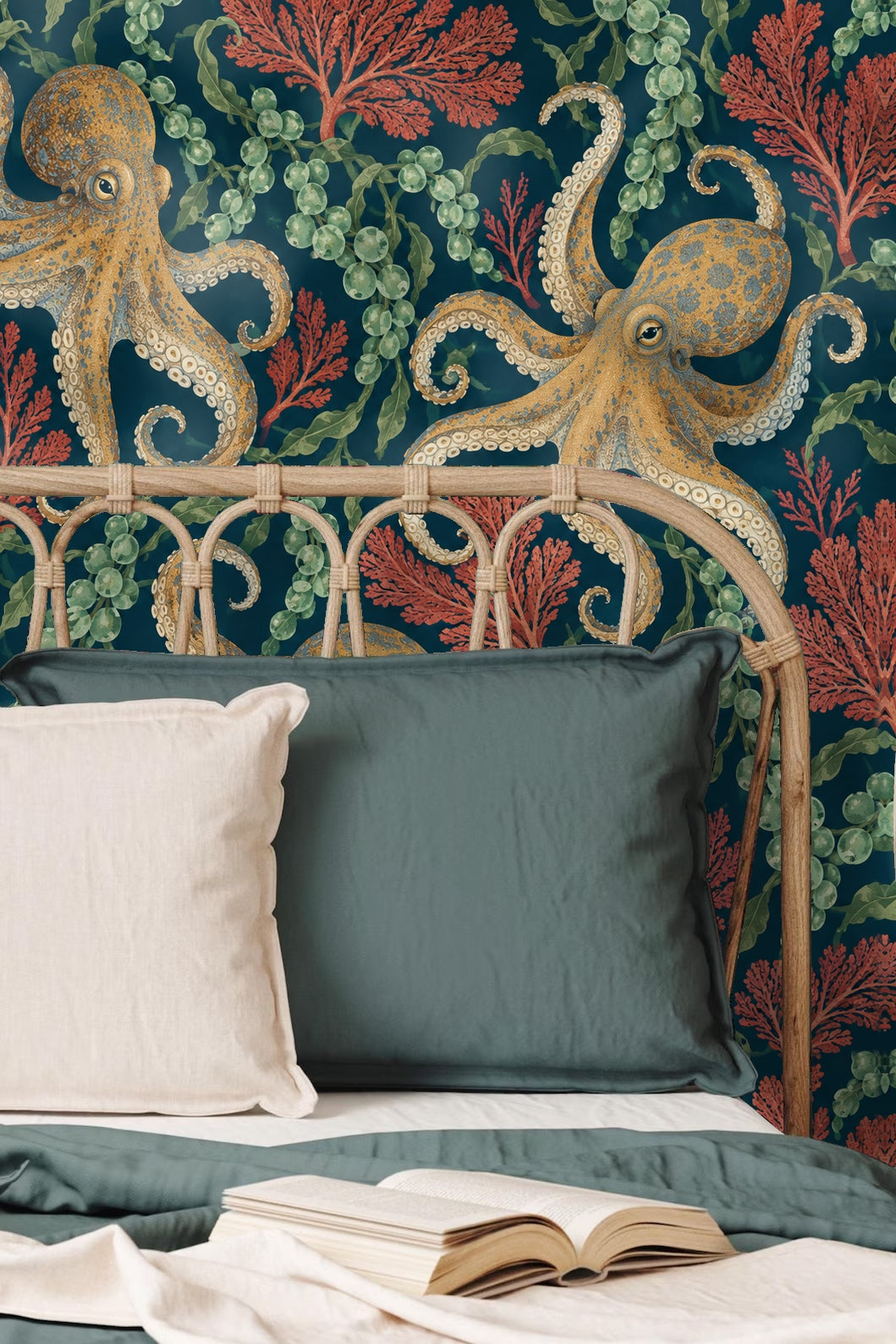 Octopus Tide Wallpaper wallpaper shown in an interior setting