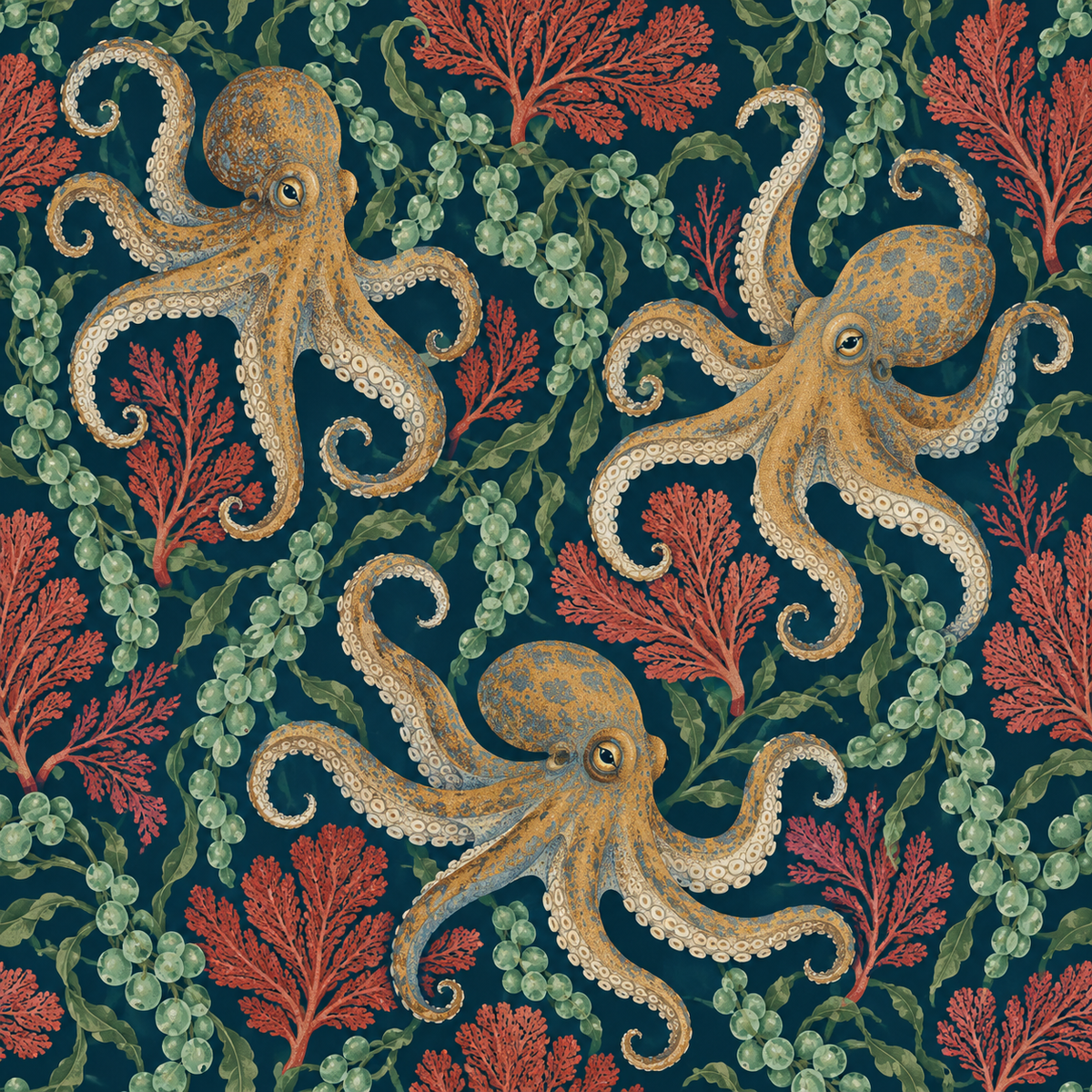 Octopus Tide Wallpaper wallpaper shown in an interior setting