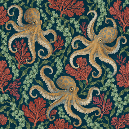 Octopus Tide Wallpaper wallpaper shown in an interior setting