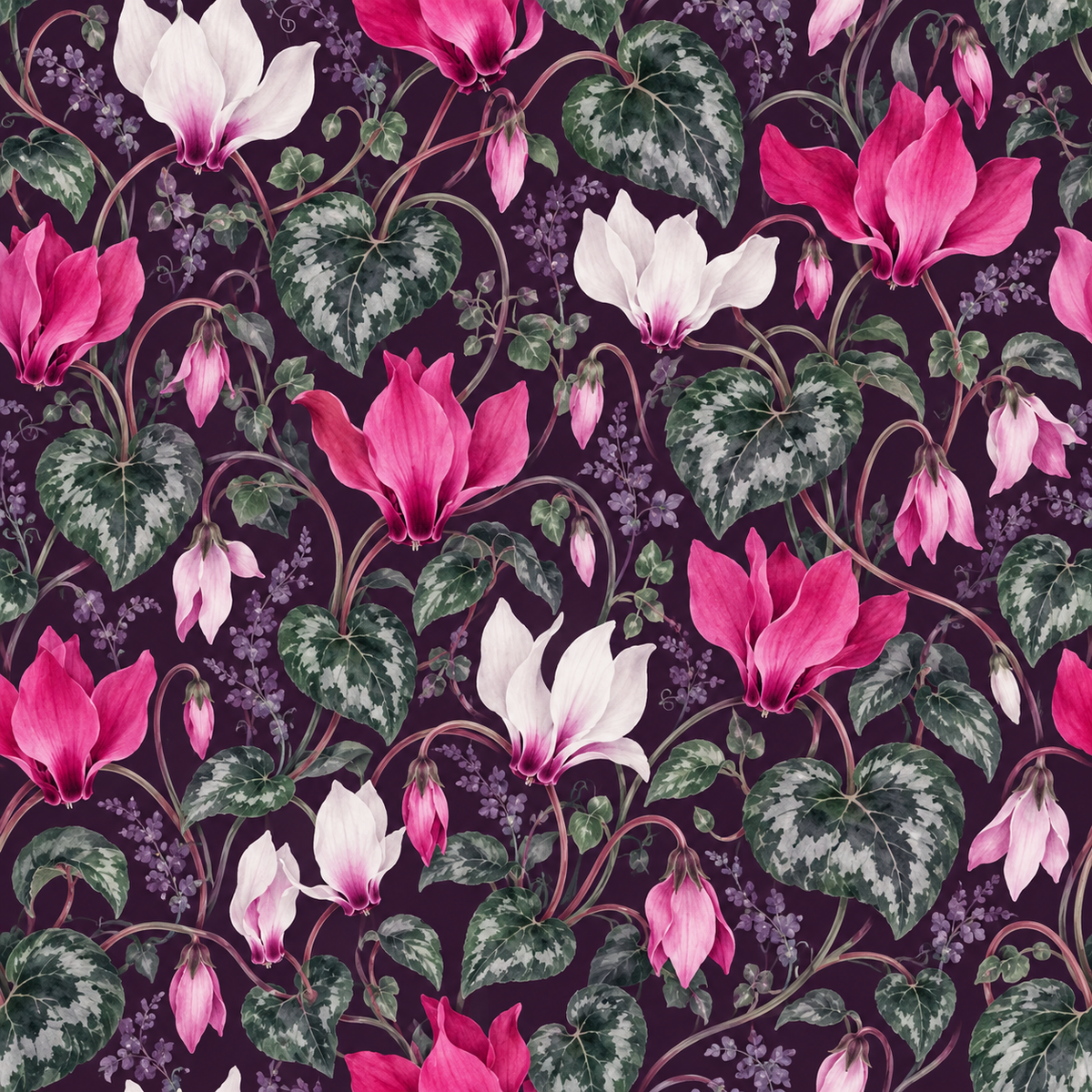 Image showing wallpaper pattern repeat with interlacing stems and buds