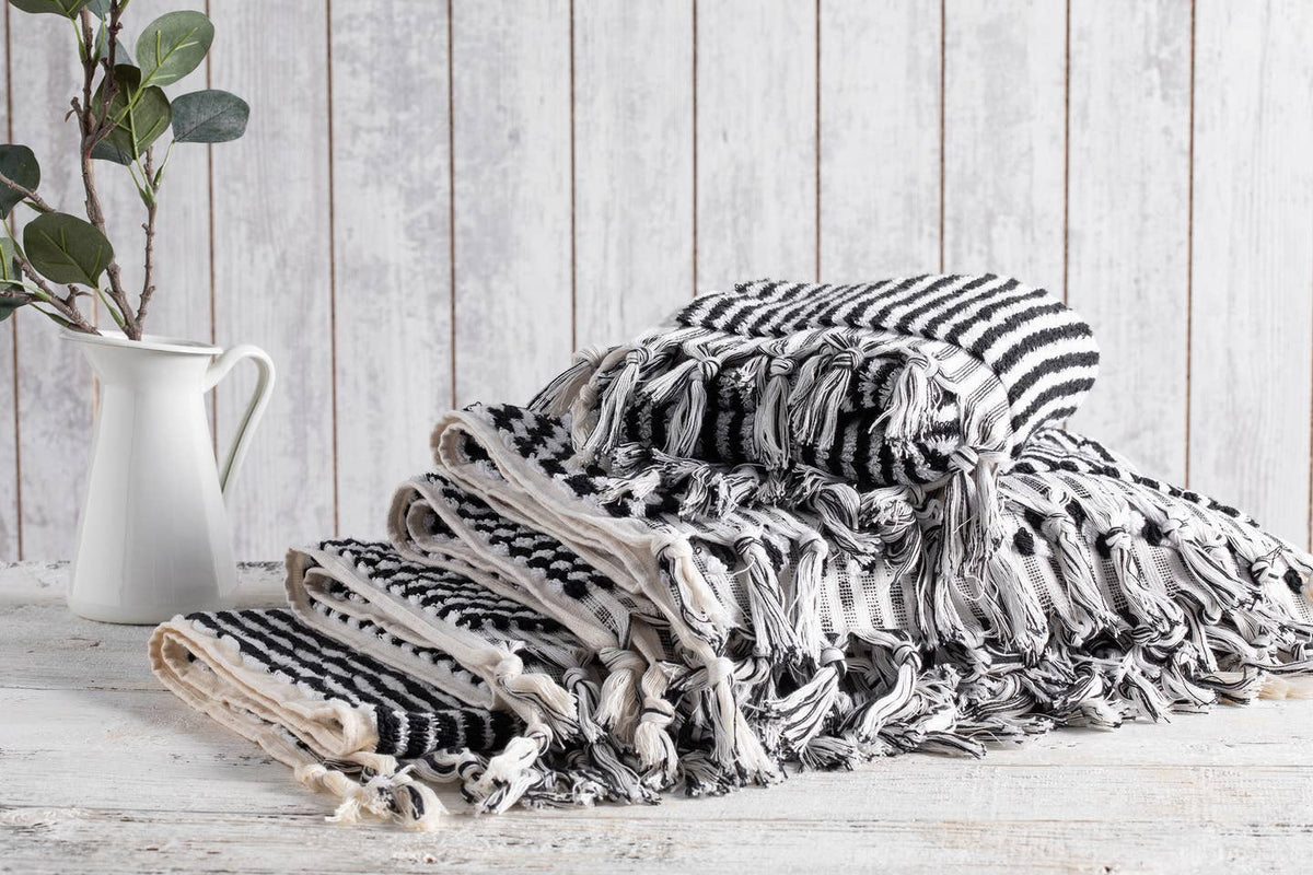 Stripe Bubble Handloomed Turkish Hand Towels 17x38" Bohemian by Kikoya — view 6