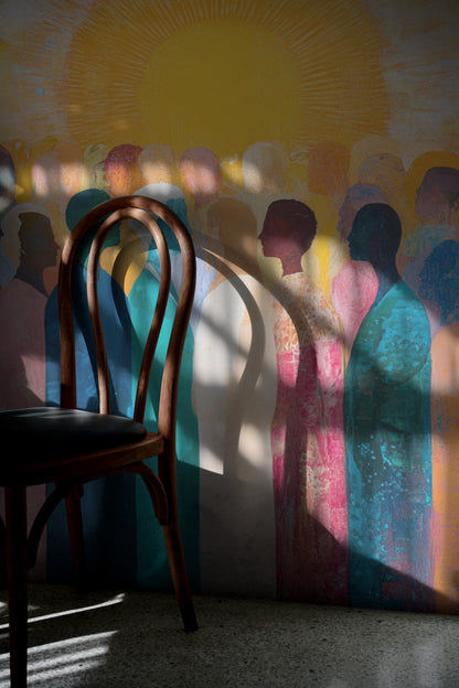 Une foule harmonieuse et ensoleillée