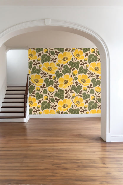 Yellow flower petals with subtle highlights showing brush stroke texture