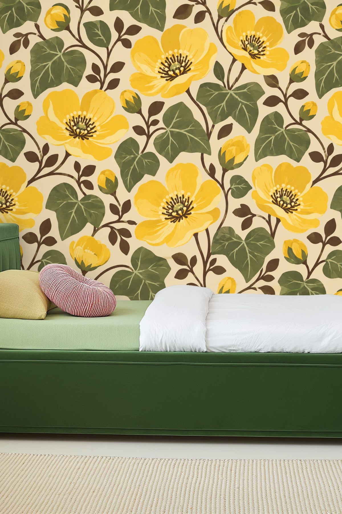 Overlapping leaves and flowers with painterly shading