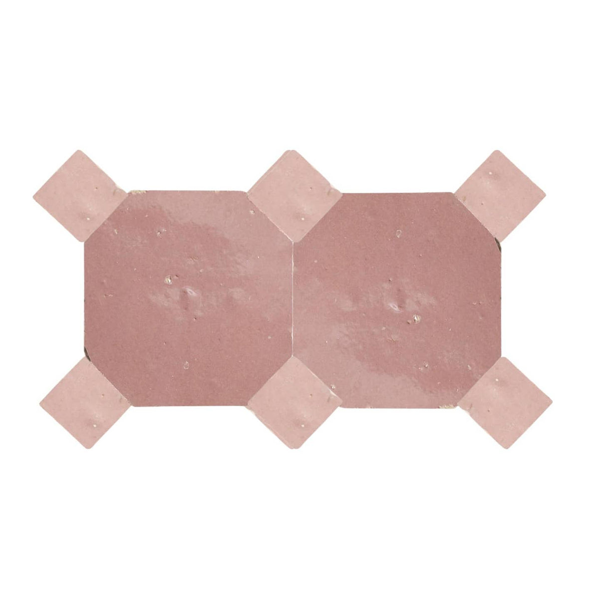 Handcrafted Pink Moroccan Zellige Tiles – Octagon & Bouchon Patterns by Moroccantastics