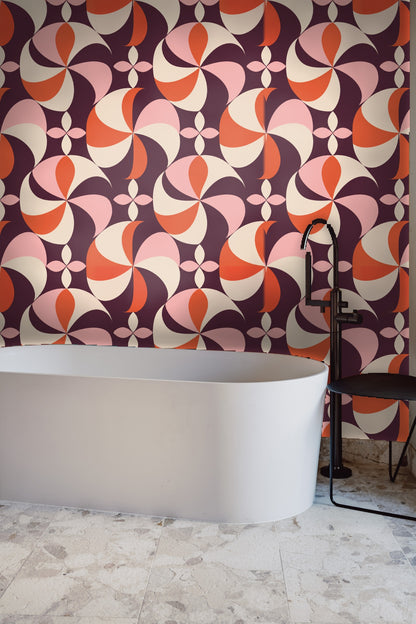 Pattern repeat showing symmetry and floral-inspired geometric shapes