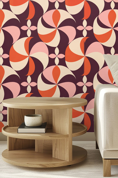 Plum Pinwheel wallpaper detailed view highlighting large swirling petal shapes