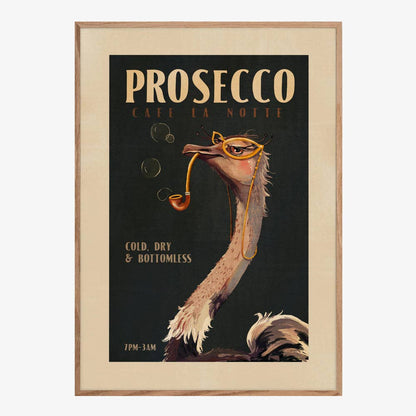 Prosecco Ostrich Art Print - Art Deco Vintage Cafe Poster by Pictufy Wholesale — view 7