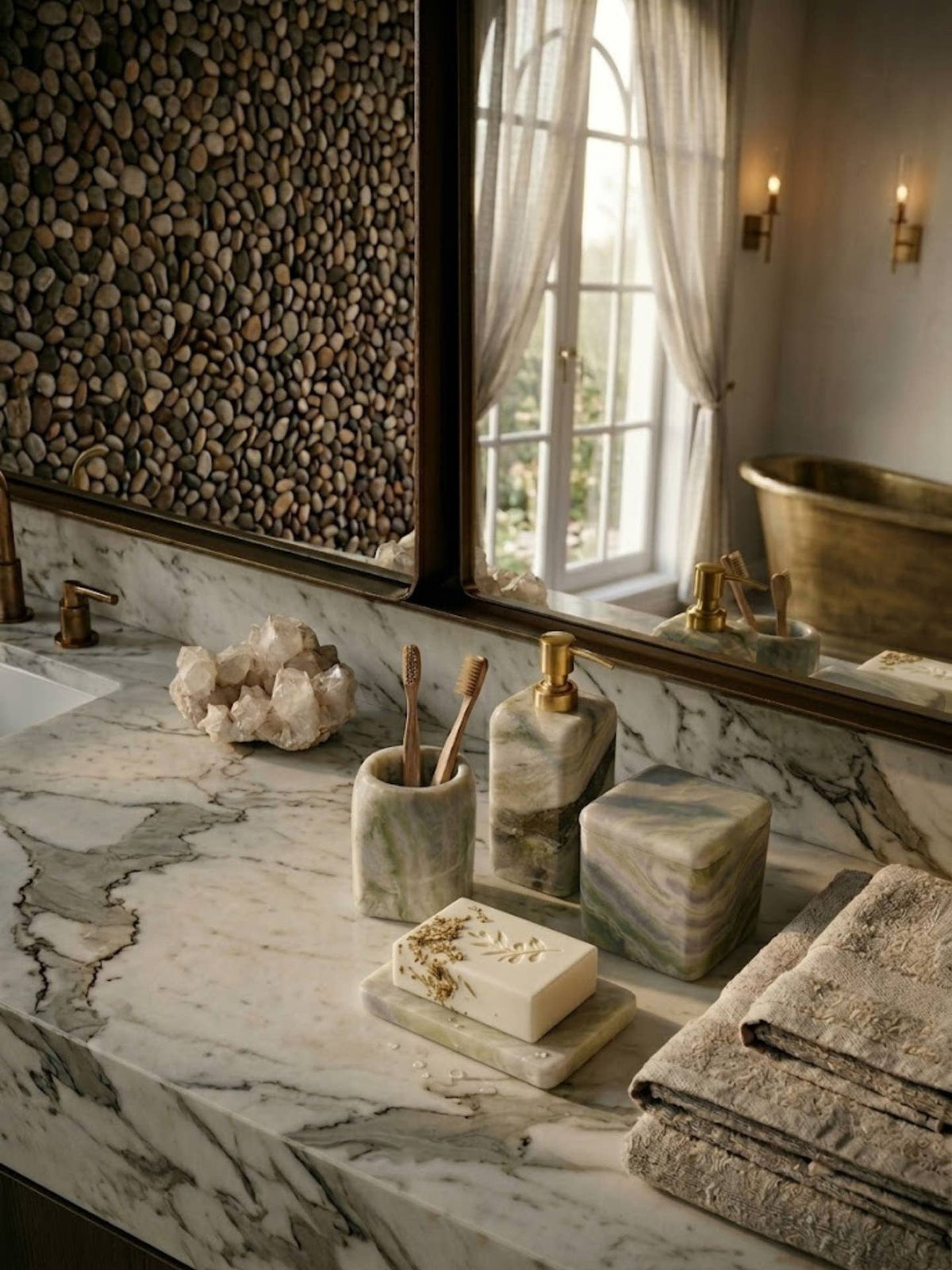 Hanoi Green Onyx Bath Accessories Set by GAURI KOHLI — view 7