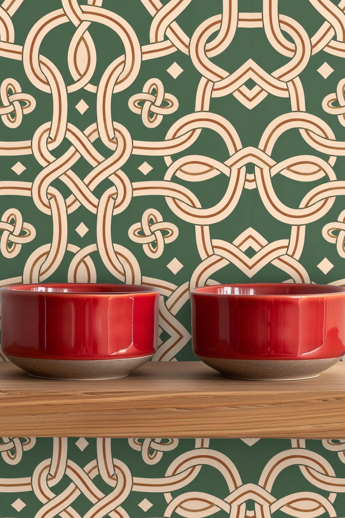 Wall showing alternating large and small knot shapes in rope design