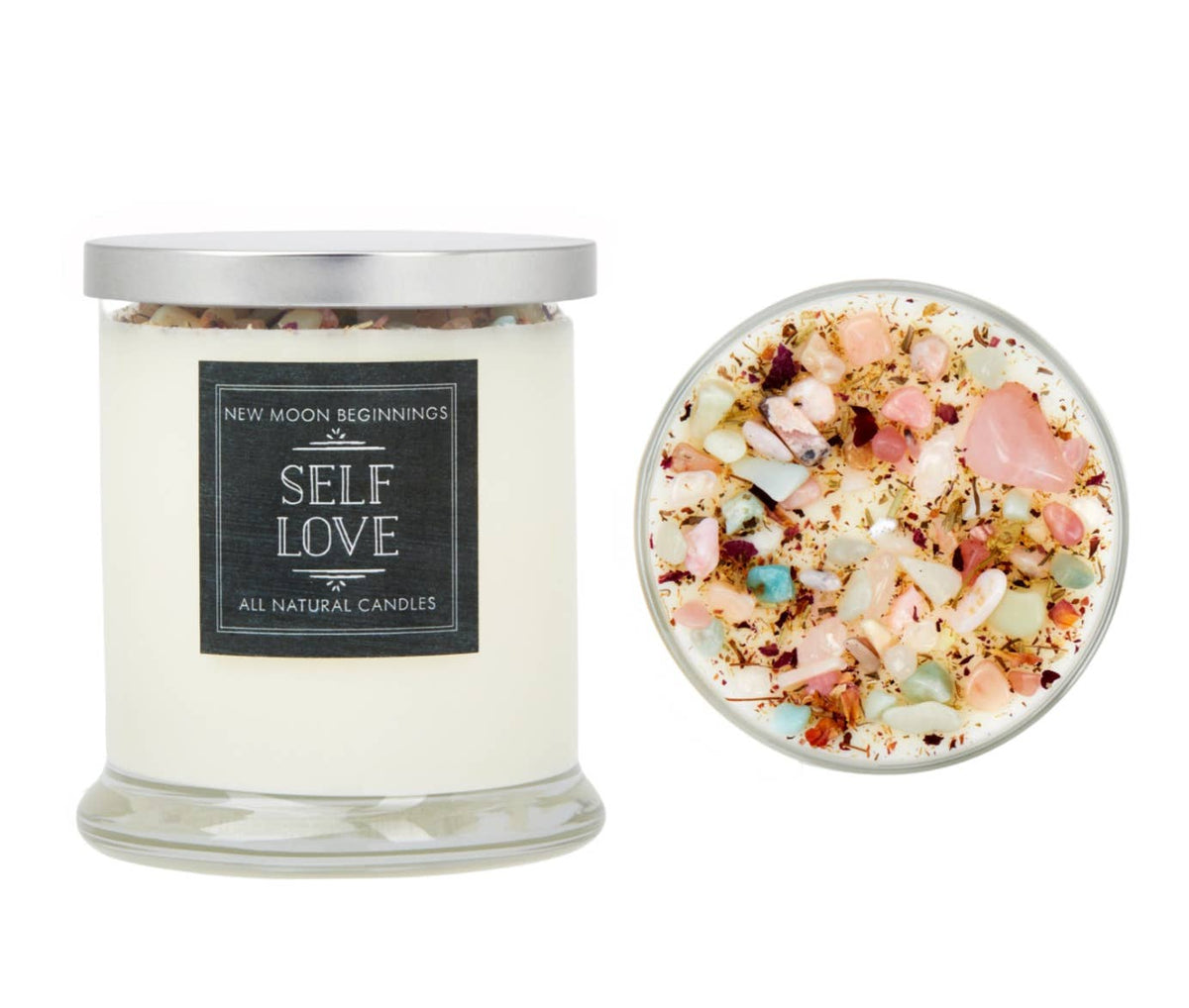 Self Love Candle - Dried Flower, Herb, & Crystal Candles by New Moon Beginnings — view 6