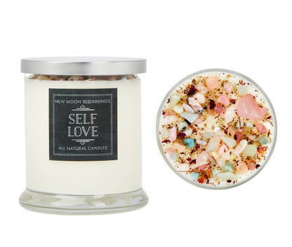Self Love Candle - Dried Flower, Herb, & Crystal Candles by New Moon Beginnings — view 6