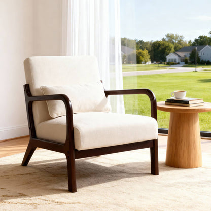 Lounge Accent Chair Solid Wood Frame,Green/Beige/Orange/Gray by 39F Inc.