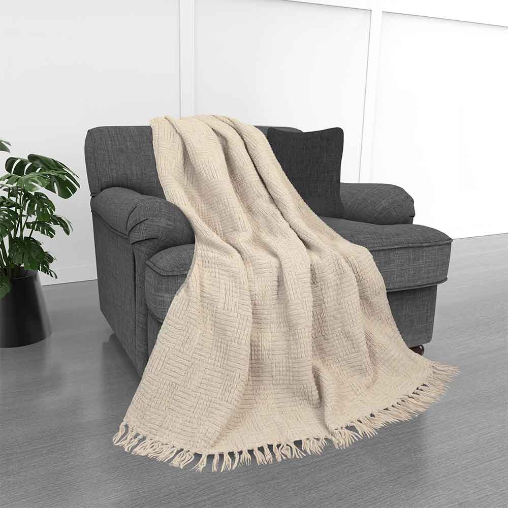 Kathy Ireland Oversized Chenille Fringed Basket Throw by Bed Bath Fashions — view 27