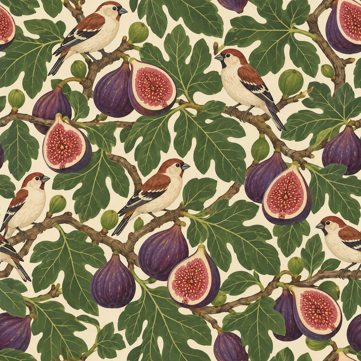 Fig Finch Grove wallpaper shown in an interior setting