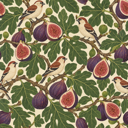 Fig Finch Grove wallpaper shown in an interior setting