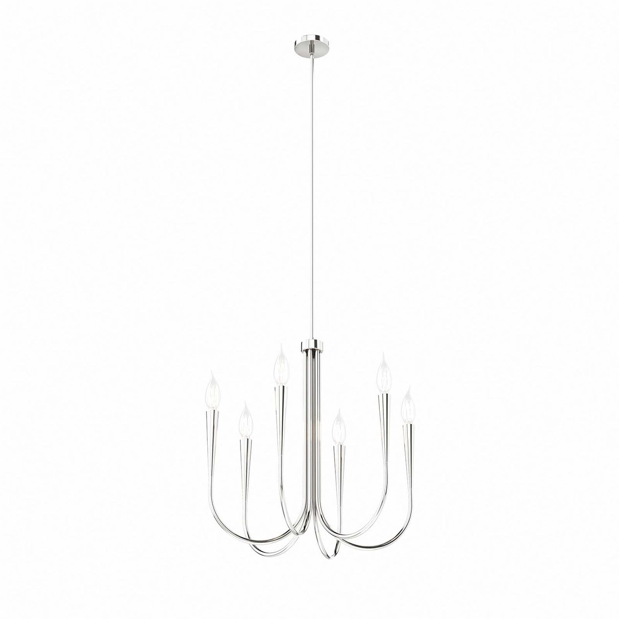 Polished Nickel Arc 6-Light Chandelier elegant modern ceiling fixture