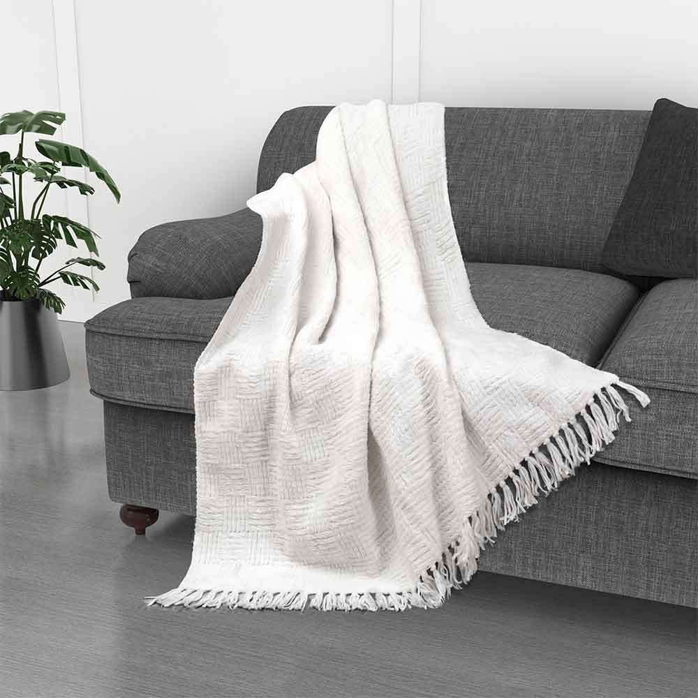 Kathy Ireland Oversized Chenille Fringed Basket Throw by Bed Bath Fashions — view 15