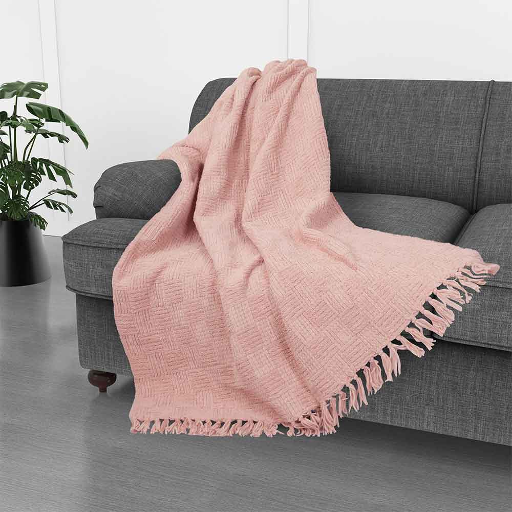 Kathy Ireland Oversized Chenille Fringed Basket Throw by Bed Bath Fashions — view 11
