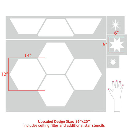 Upscaled Hexagon Tiles Stencil