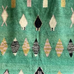 Green Beni Ourain Rug, Wool Rug , Handmade Moroccan Rugs
