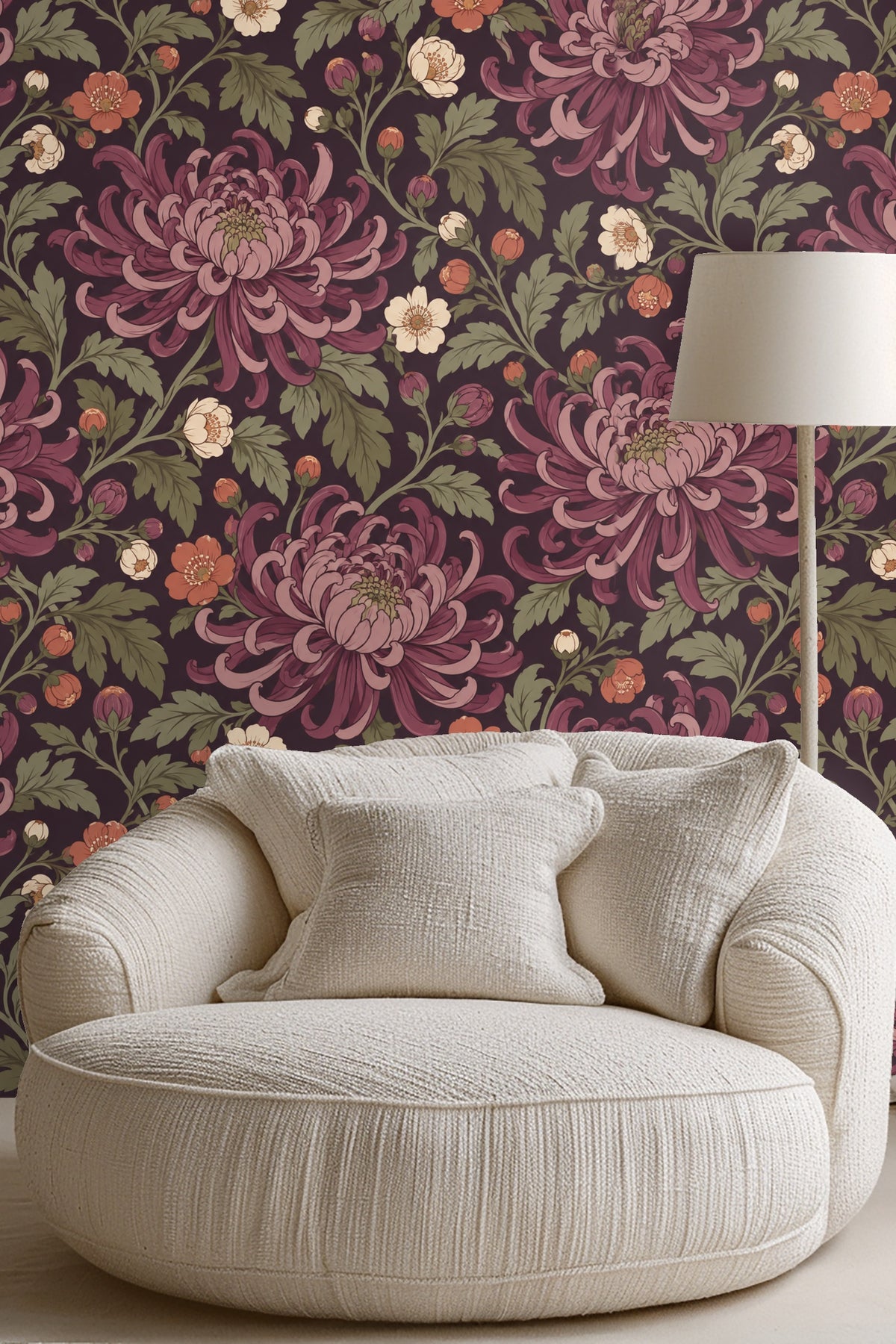 Textured appearance of green leaves amidst floral pattern.
