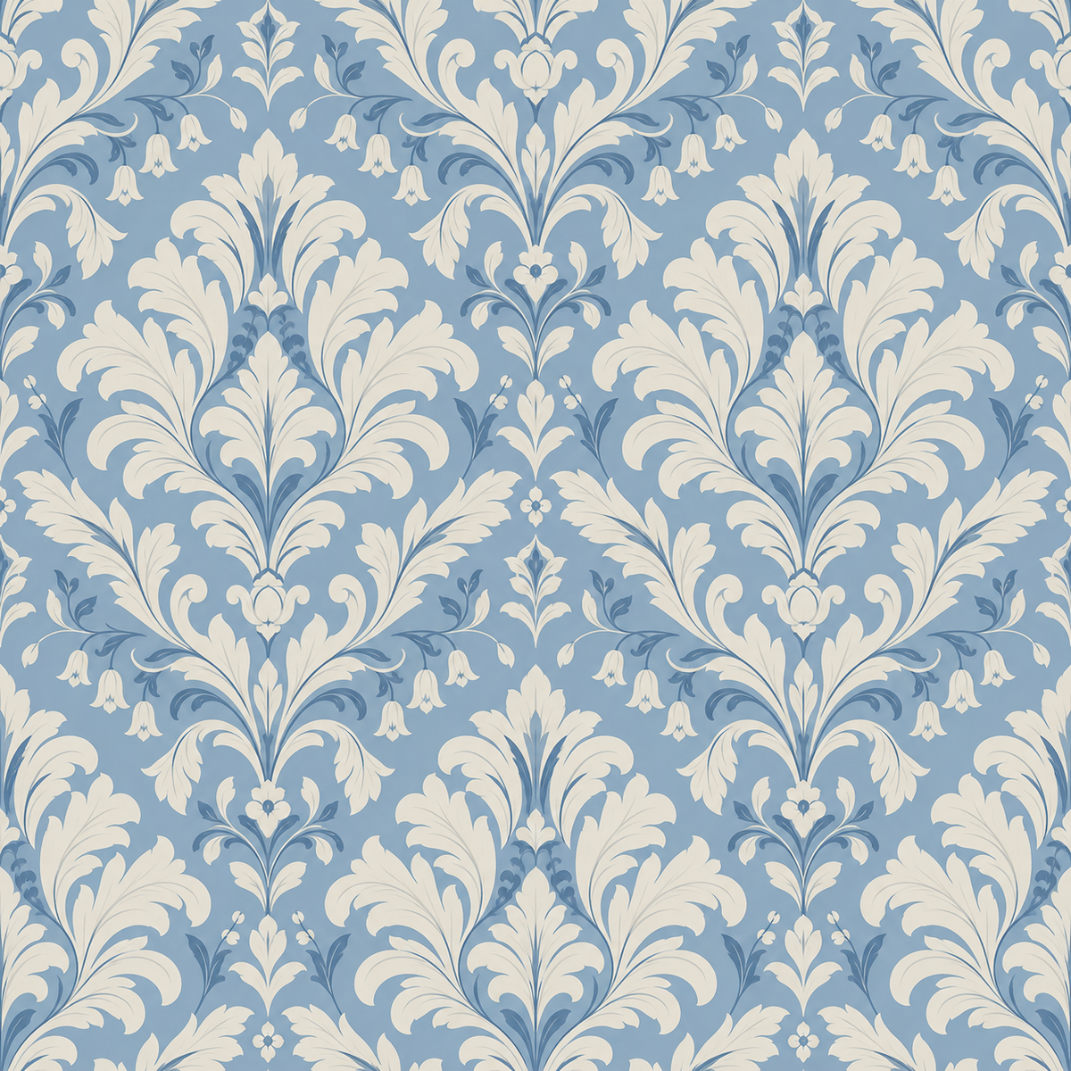 Wallpaper pattern sample showing scale and spacing of damask elements.