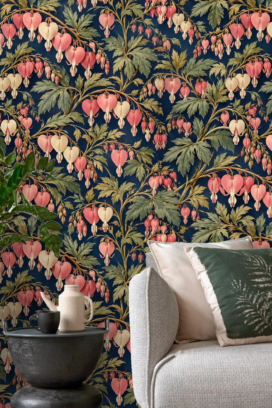 Cropped section emphasizing heart-shaped flowers and foliage