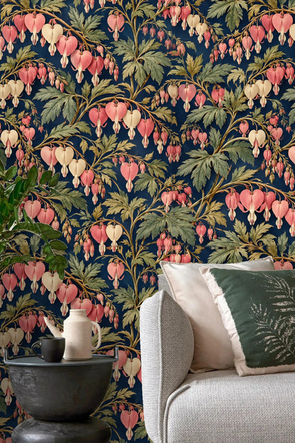 Cropped section emphasizing heart-shaped flowers and foliage