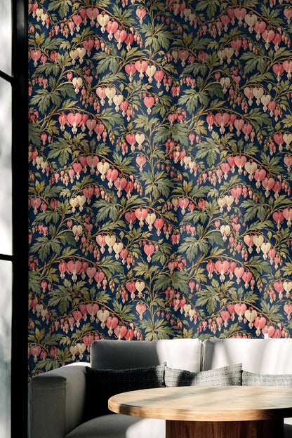 Painterly botanical wallpaper with naturalistic flower shading
