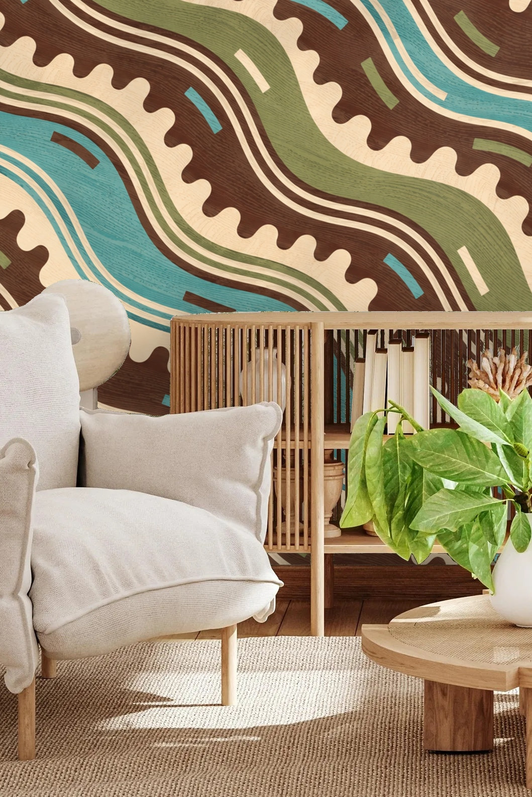 Wall section showing continuous wave repeat and layered linear elements