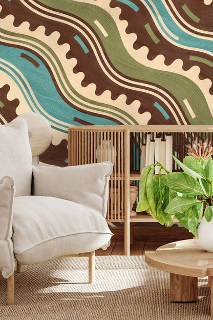 Wall section showing continuous wave repeat and layered linear elements