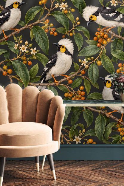 Zoomed View of Bird Feet Gripping Branches with Orange Berries