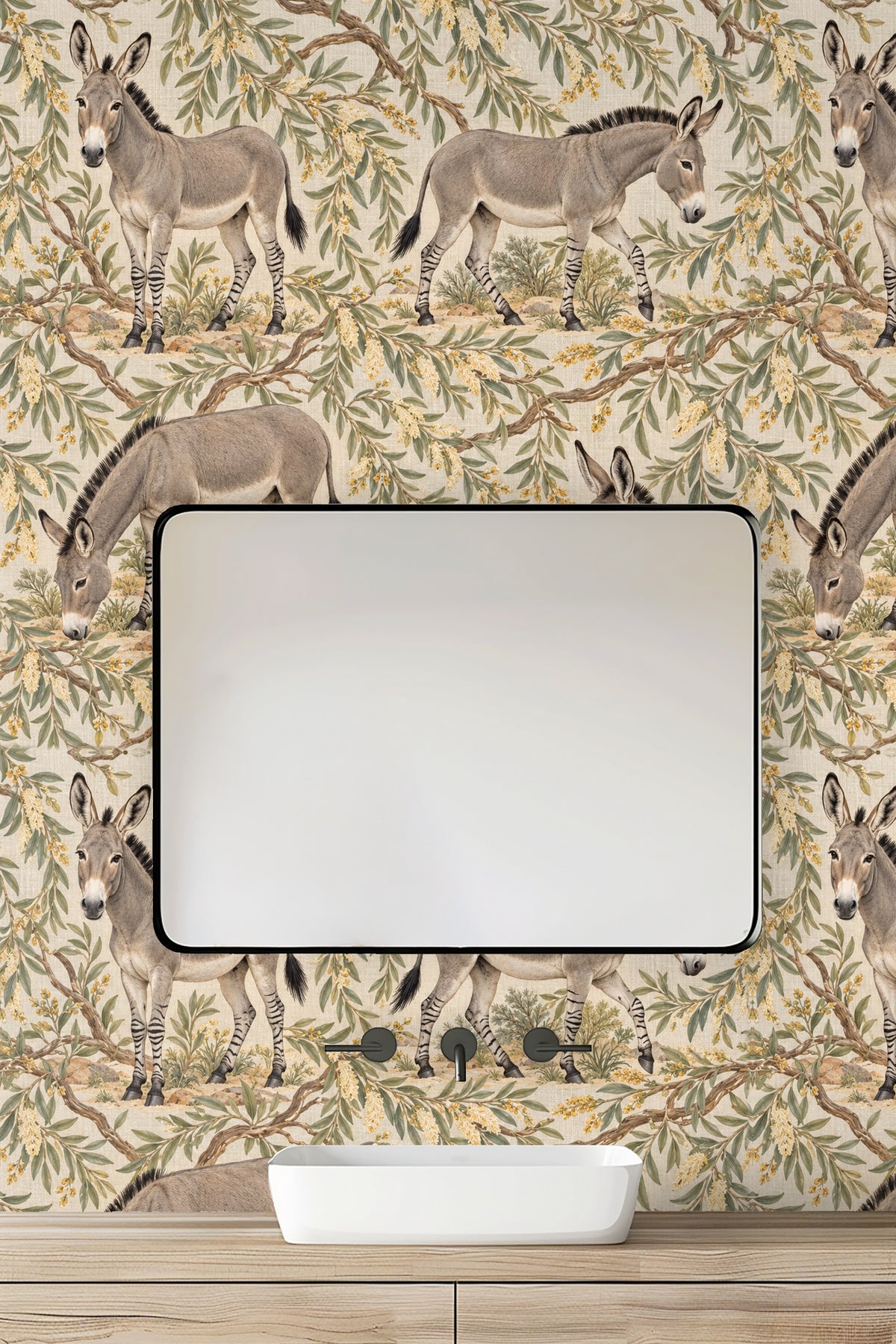 Donkey in standing pose detailed in Wild Ass Desert Willow wallpaper