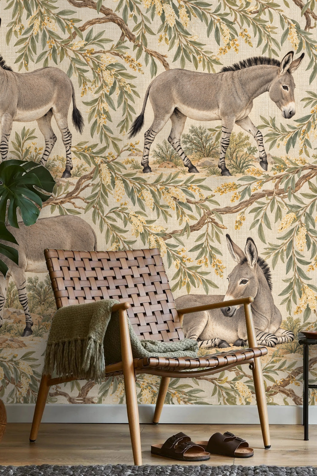Textured neutral linen-like background of Wild Ass Desert Willow wallpaper